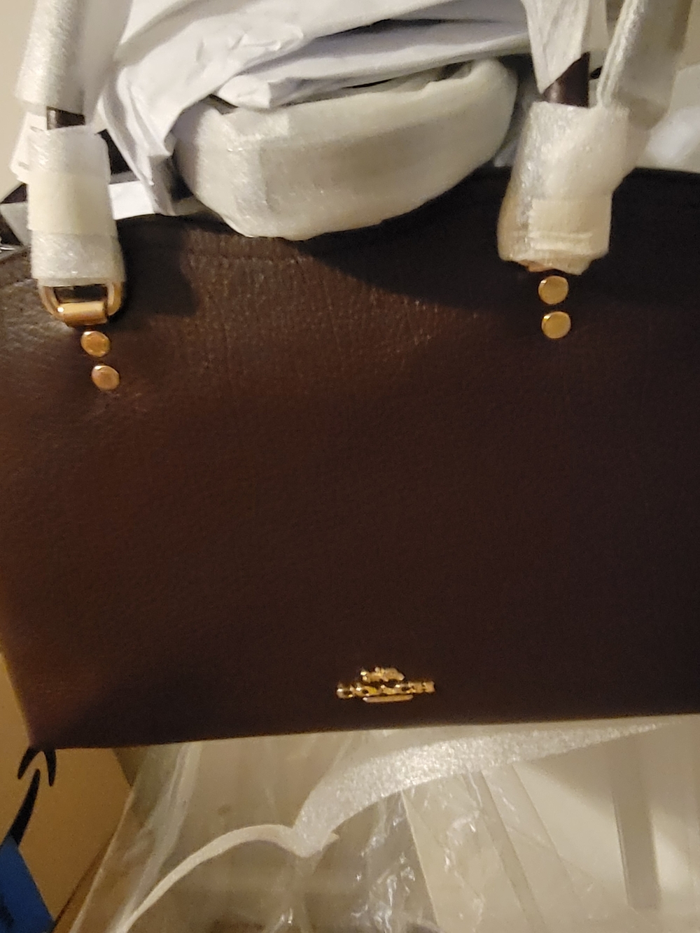 NWT COACH Gorgeous Fall Chocolate Brown Coach Leather Satchel with Gold Hardware - Picture 2 of 9